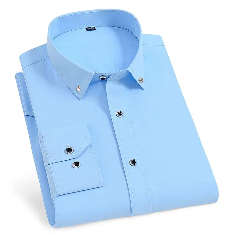 Nuove gemelli francesi a maniche lunghe da uomo Camicia casual solida Camicie di marca maschile Slim Fit Polsino francese Abito di lusso Camicie con bottoni
