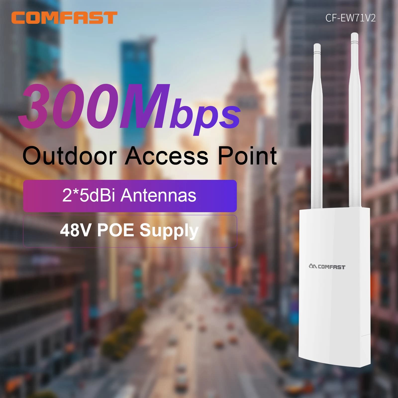 Comfast Outdoor Ripetitore WiFi Wireless Booster 2.4GHz 300Mbps Amplificatore di segnale WiFi Extender Punto di accesso Ripetitore WiFi di rete