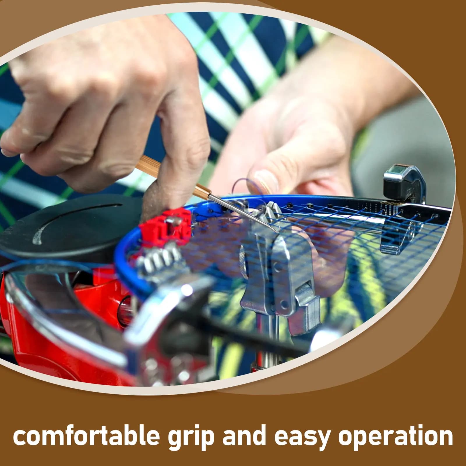 Sports Racket Stringing Hook Tool for Badminton Tennis Rackets Robust Metal Frame Non-Slip Grip Accurate String Alignment