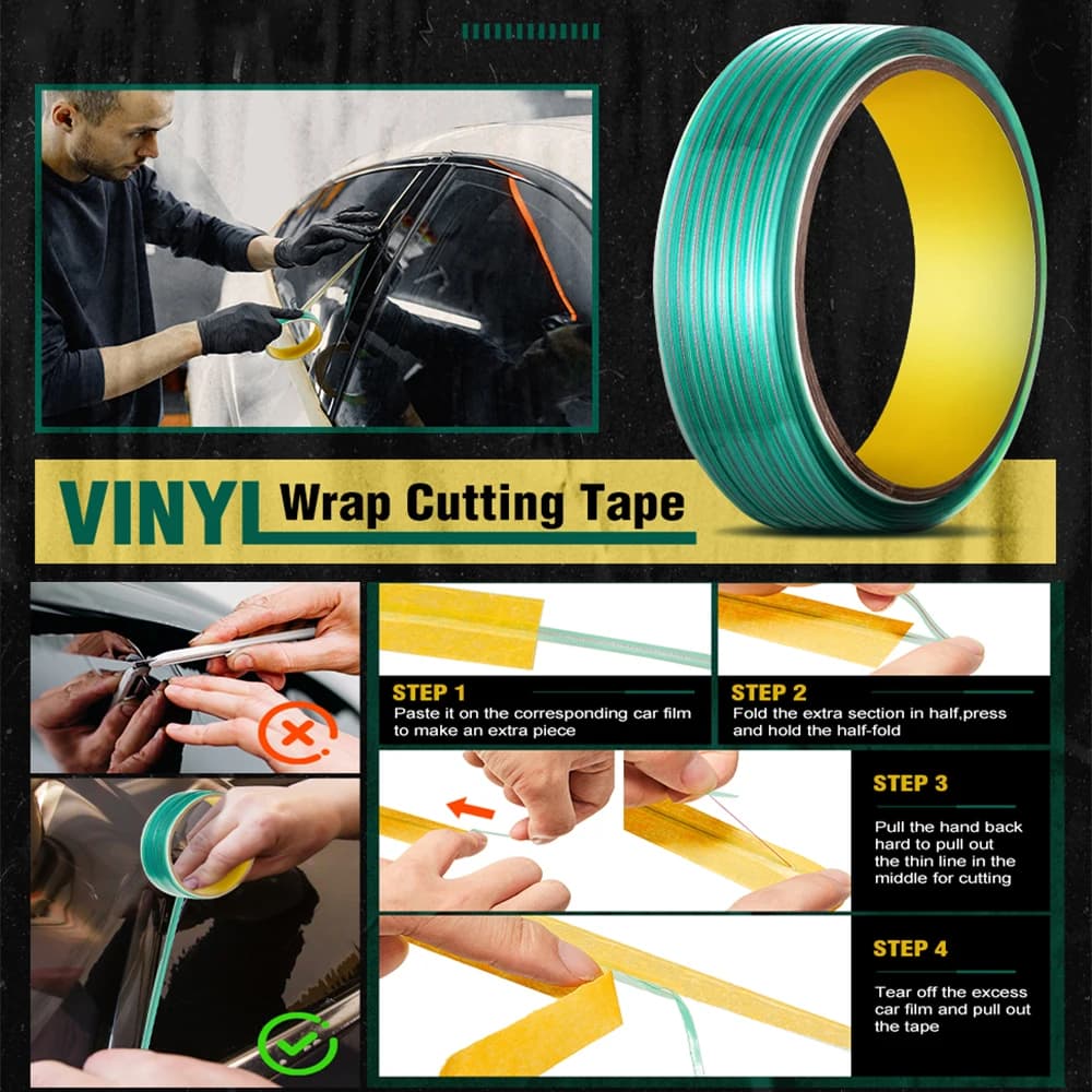 Nastro Adesivo Senza Coltello per Pellicole Viniliche, Strumento di Taglio per Car Wrapping, 50M/10M/5M