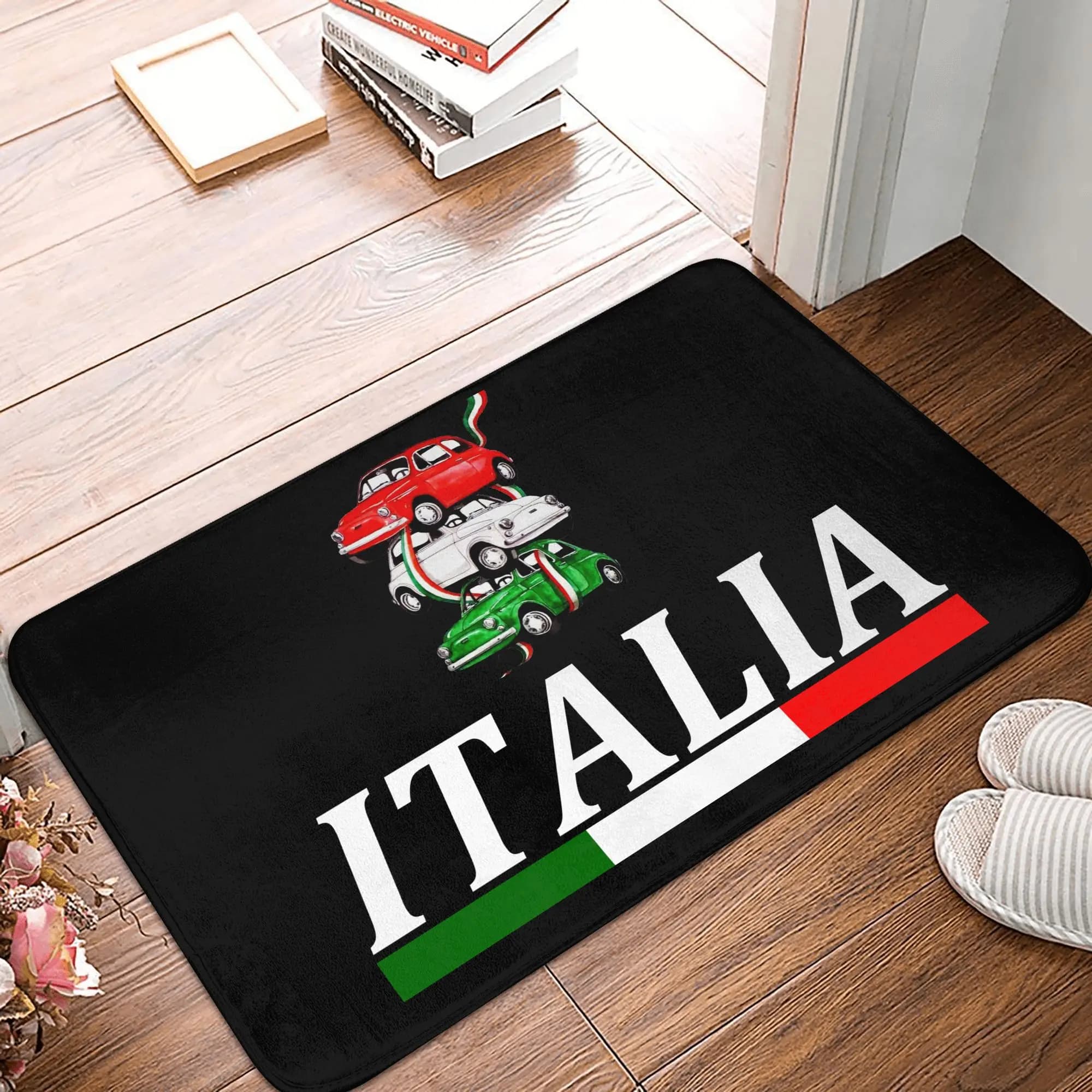 Kitchen bathroom mats for car floor door with vintage flag of Italy, outdoor anti-slip zerbino, Italian pride, bedroom, balcony, entrance