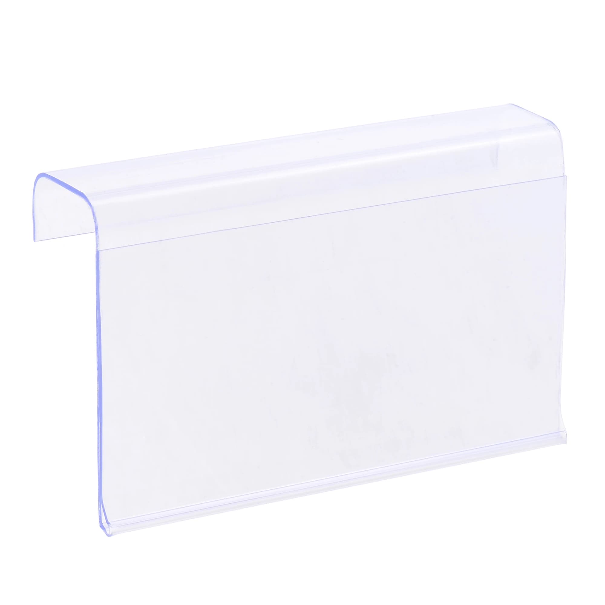 Uxcell 30pcs porta etichette a forma di L 80x50mm plastica trasparente per ripiano in filo metallico