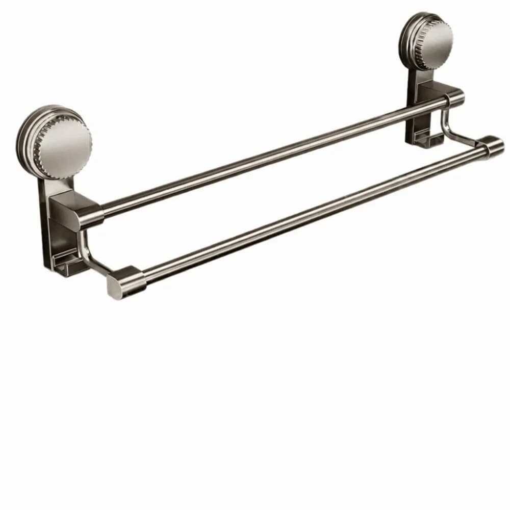 Suction Cup Style Towel Storage Rack No-Drill Single/Double Bar Towel Holder Wall-Mounted Space Saving Towel Bar Apartment