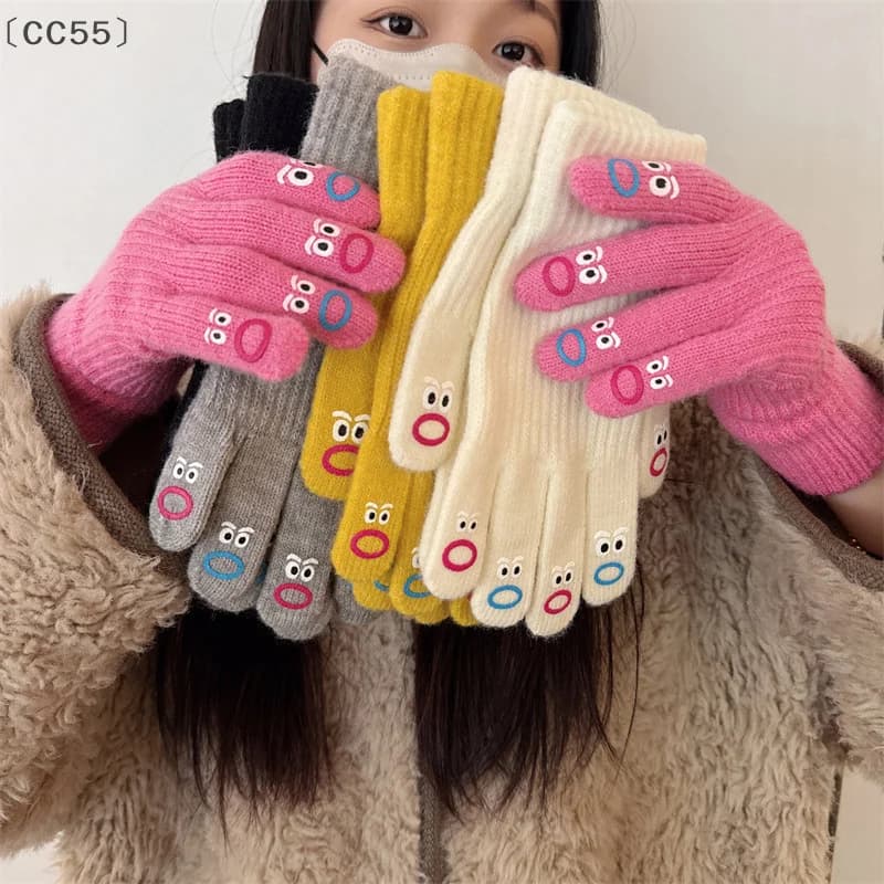 maveraCC55⚡1 paio di guanti stravaganti lavorati a maglia guanti morbidi all'uncinetto guanti da guida touchscreen per cartoni animati autunno inverno ciclismo caldo