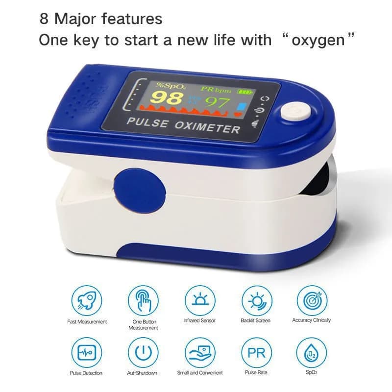 Pulse Fingertip Oximeter Digital Monitor Pulse Meter LED Display Health Care Home One-click Easy Use for Elderly