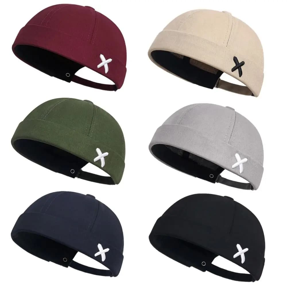 Cappello Docker Senza Visiera in Tinta Unita per Esterni, Stile Hip Hop Regolabile, Berretto a Cupola, per Uso Casual