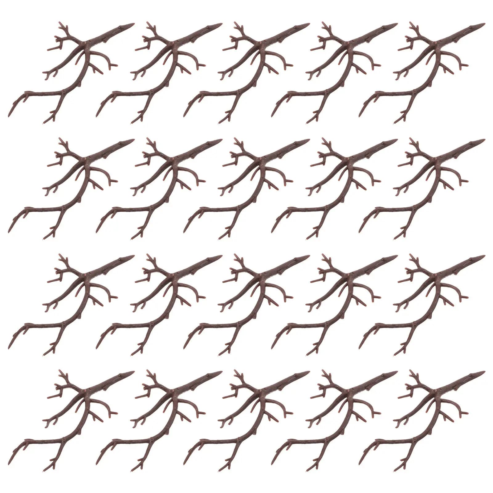 20Pcs Christmas Decoration Accessories Artificial Deer Antlers Plastic Dried Tree Branches Light Brown DIY Snowman Craft Wedding