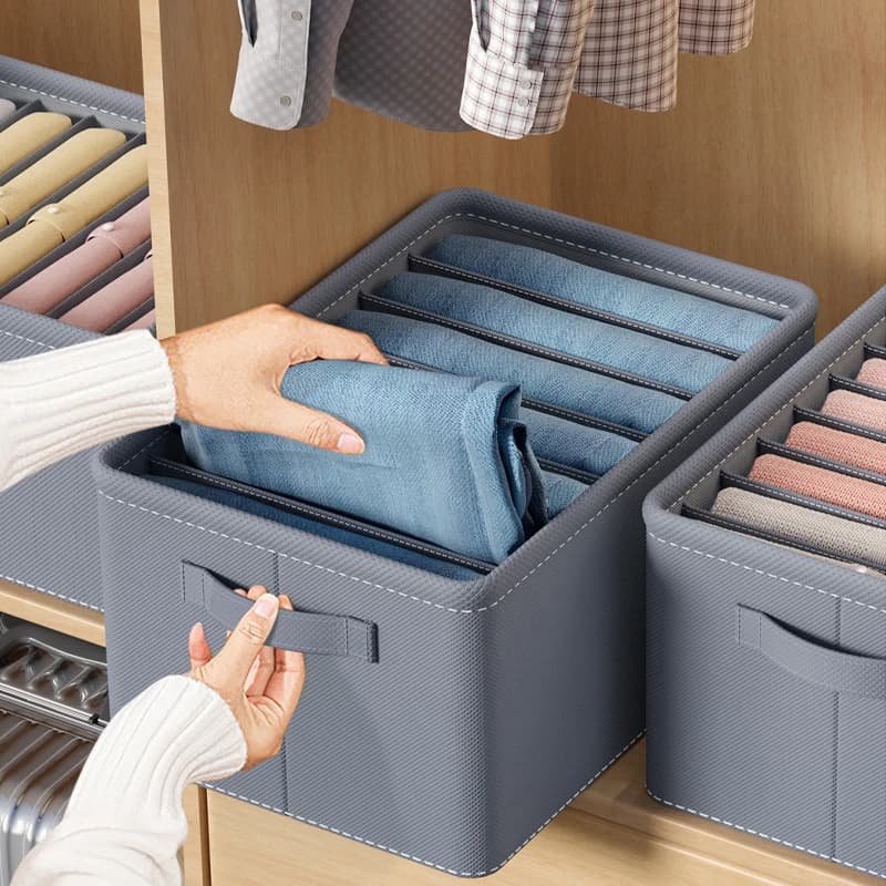 6/7/9 Grids Thickened Foldable Pants Drawer Storage Box Jean Sweatshirt Shirt Cabinet Wardrobe Clothes Separator Organizer