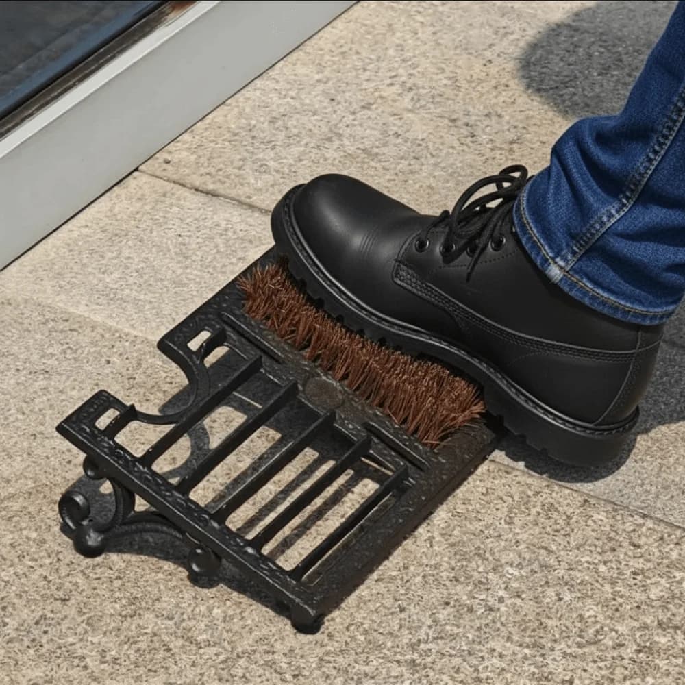 Spazzola Raschietto per Stivali in Ghisa Vintage con Setole Rigide, Tappetino Raschietto Inclinato per Scarpe, Nessun Assemblaggio Necessario, per Ingresso