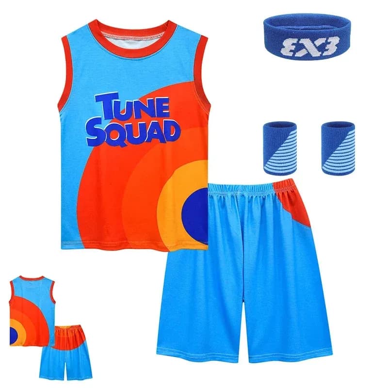 72th Anime Boys & Girls Space Jam 2 Tune Squad Basketball Mesh Set - Kids sports shorts Unifo suit