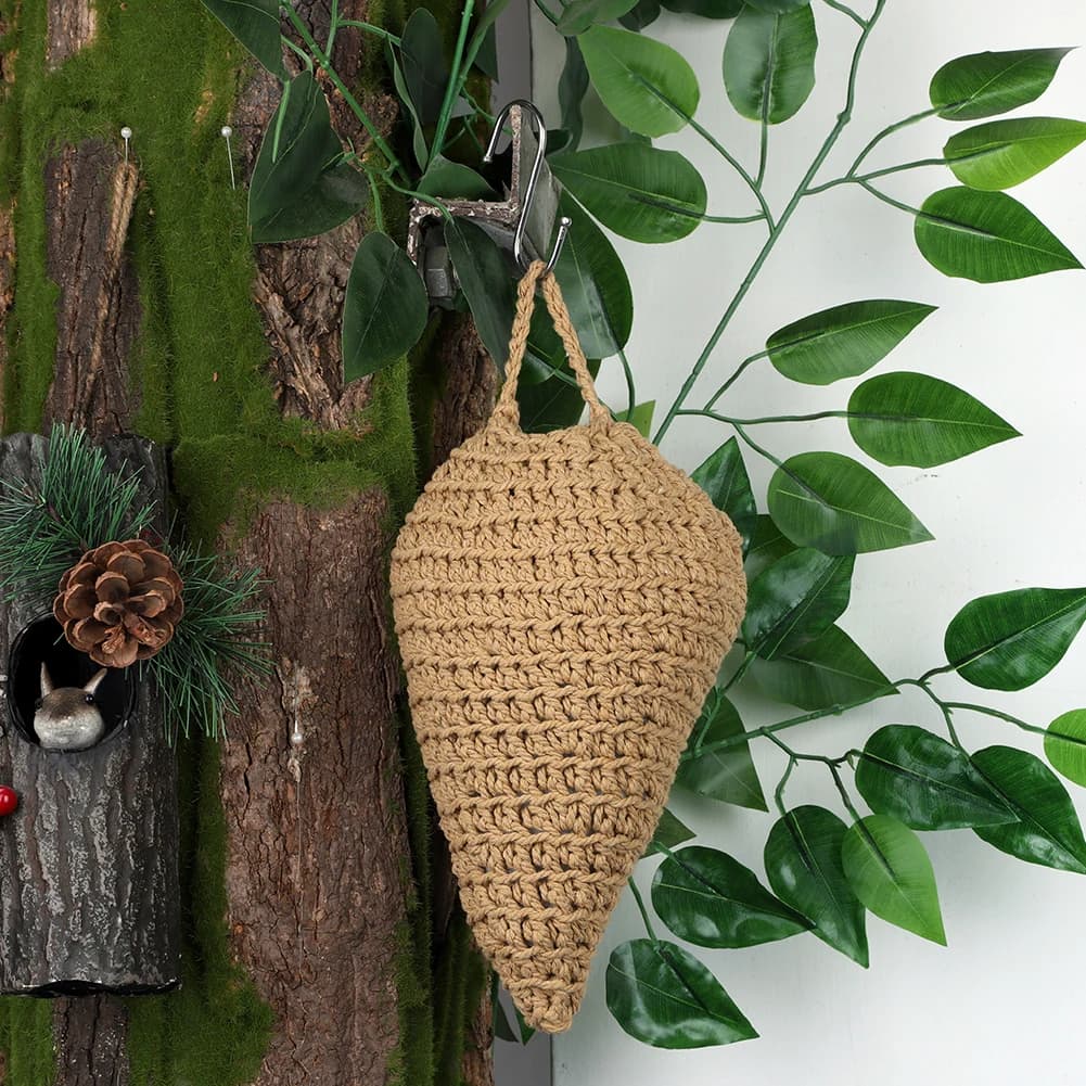 Crochet Wasp Nest Decoy Wasp Deterrent Decoy with Hook Faux Hornets Nest Hanging Wasp Nest Decoy for Patio Yard
