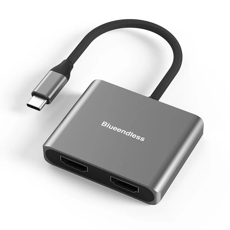 Adattatore 2 in 1 di tipo C Docking station Hub USB tipo C a MST Dual HDTV 4K 60Hz Adattatore splitter video HD da tipo C a hub HDTV