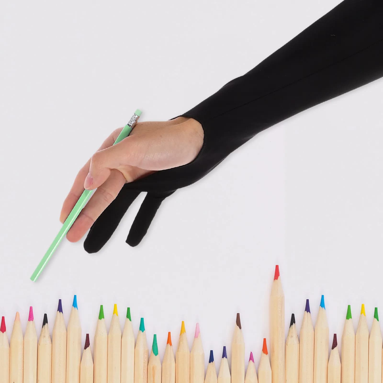 Guanto da Artista a Due Dita per Tablet Grafici, Disegno, Pittura, Arte Digitale, Traspirante, Flessibile, Antiscivolo