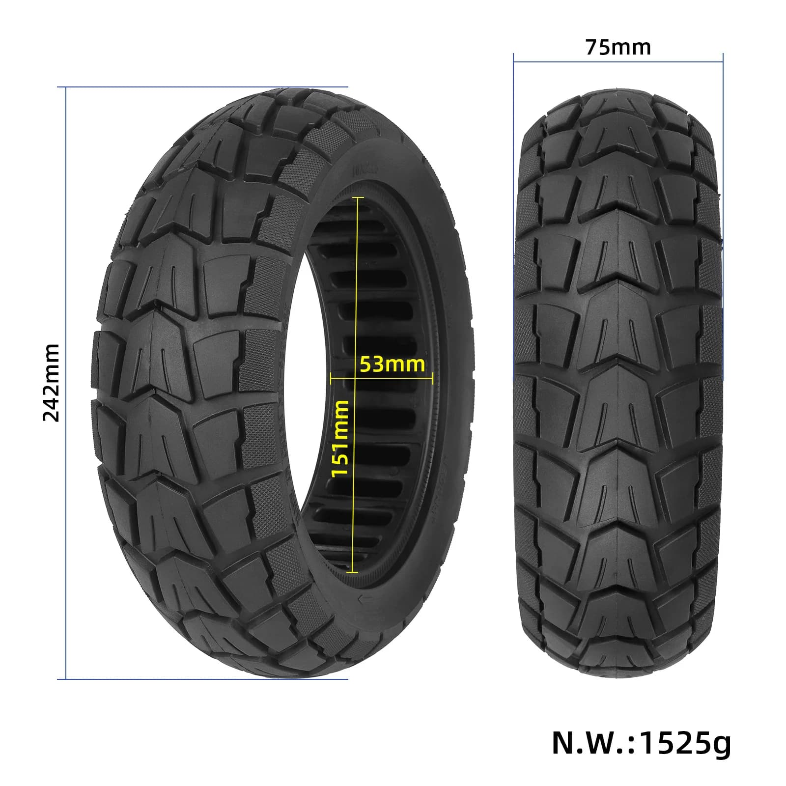 Pneumatico solido a nido d'ape da 10 pollici 10*2.75 resistente all'usura per monopattino elettrico Kugoo G3 70/65-6.5, ruota di ricambio 10x2.75