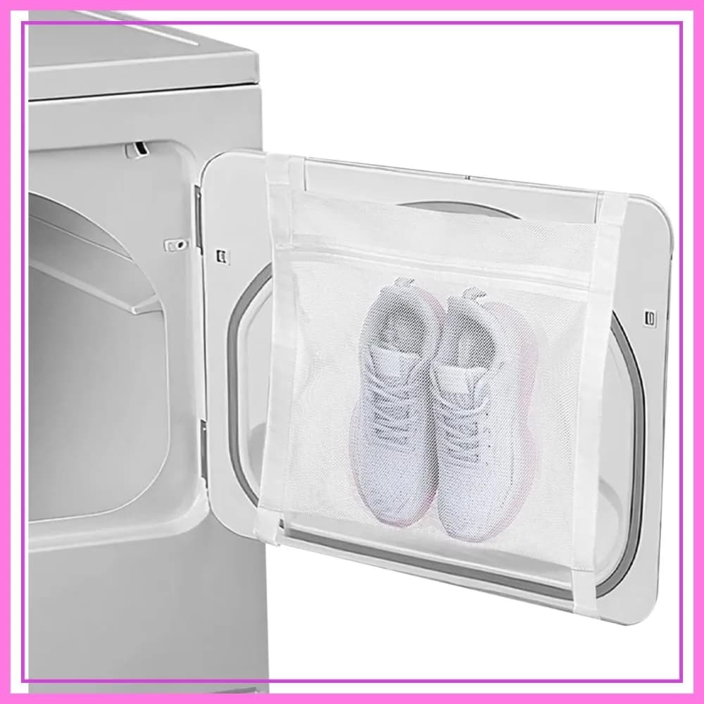 Sacchetto per Asciugare le Scarpe, Sacchetti Riutilizzabili in Rete per Lavaggio e Asciugatura di Sneaker con Cerniera e Cinghia per Lavatrice, Scarpe, Abbigliamento 40x40cm