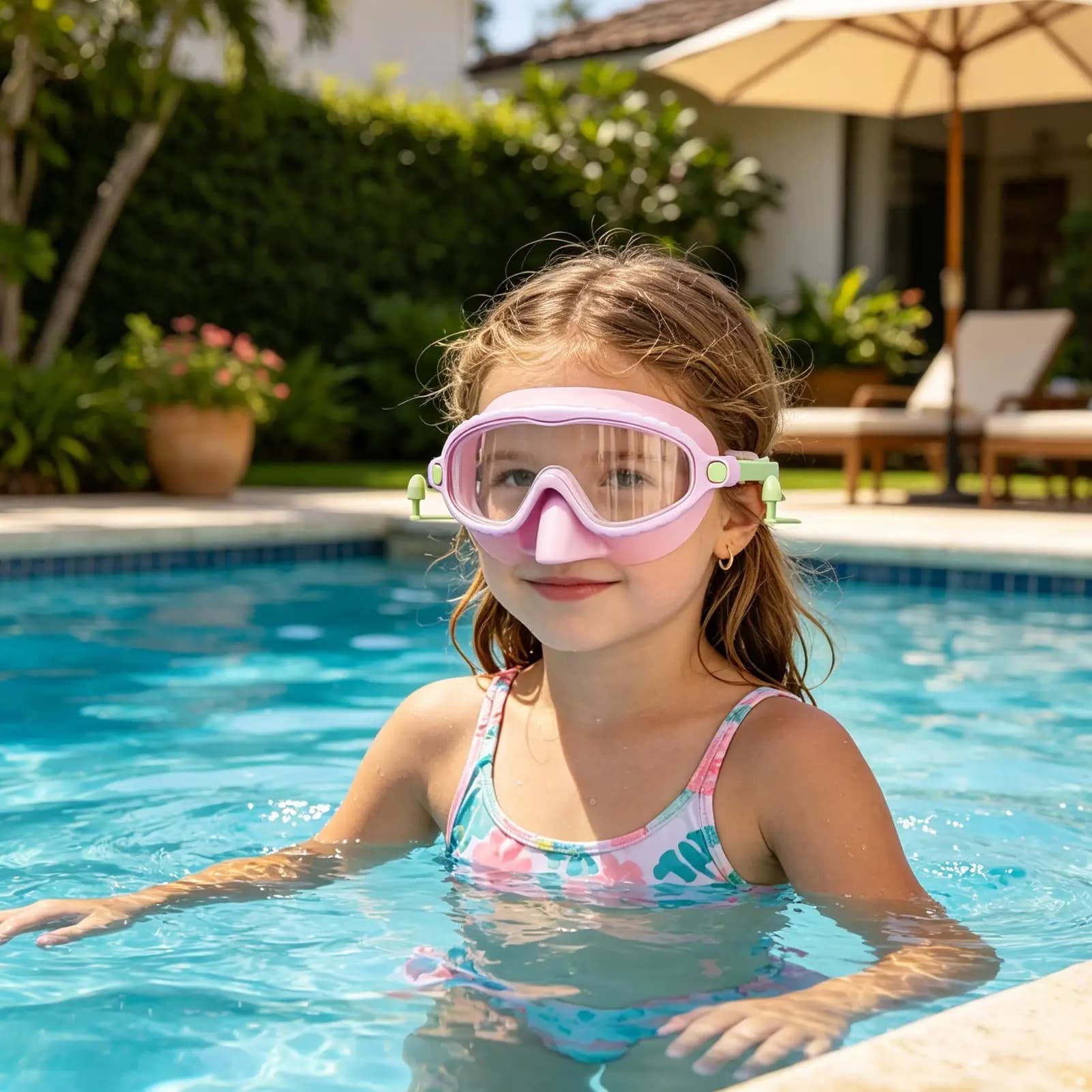 Goggles For Kids With Nose Cover 180 Wide Angle Anti-Fog Gear Anti-knotted Hair Leak-Proof Pool Goggles With Nose Cover For Boys