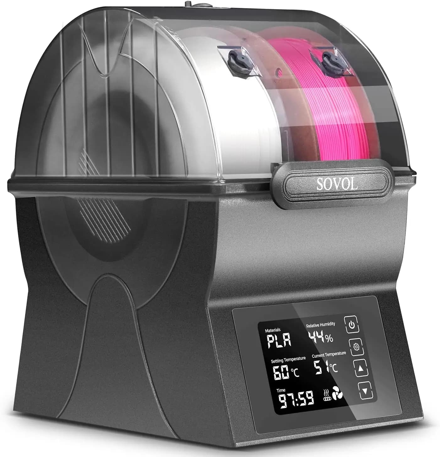 Dual Spool Filament Dryer Box, 150W PTC Fast Heater, One Key Set for PLA/PETG/TPU/ABS, 40-70°C Adjustable, Sealed Storage for 3D Printer