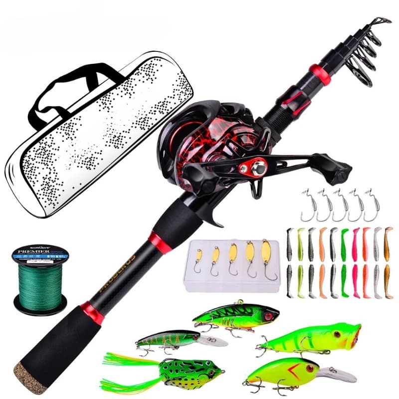 Carbon Fiber Long Casting Baitcasting Sea Rod Reel Combo Ultralight Super Hard Complete Kit for Saltwater Freshwater Trout Bass