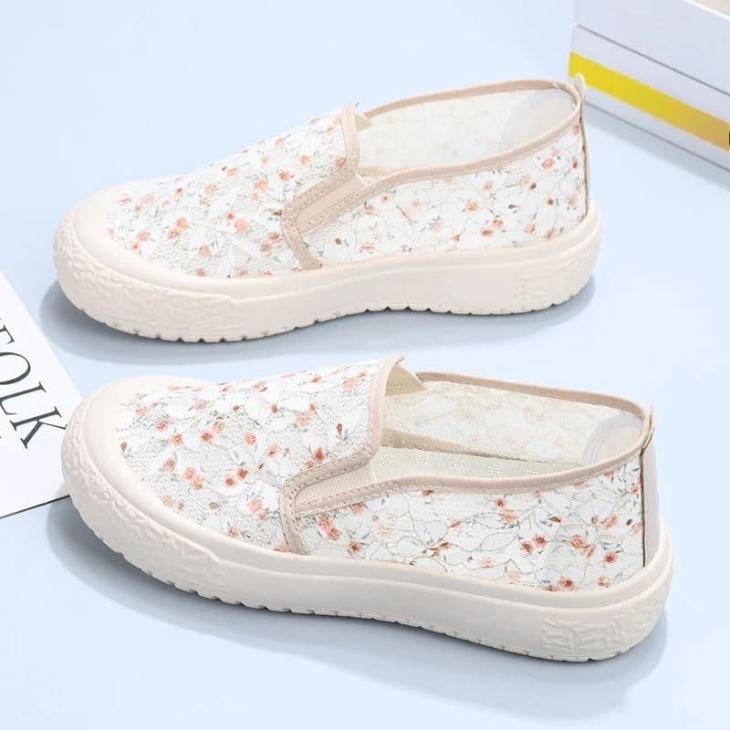 Womens Summer Mesh Lace Breathable Thick Sole Casual Shoes Soft Bottom Non Slip Lightweight Cloth Loafers