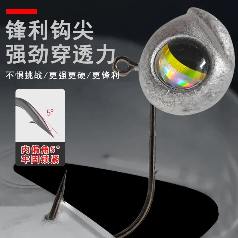 MUKUN 3D Eye Jig Head Ami da pesca Set 2.5g 3.5g 5g 7g Ice Bass Pesca alla carpa Jig Richiamo morbido per la pesca alla spigola