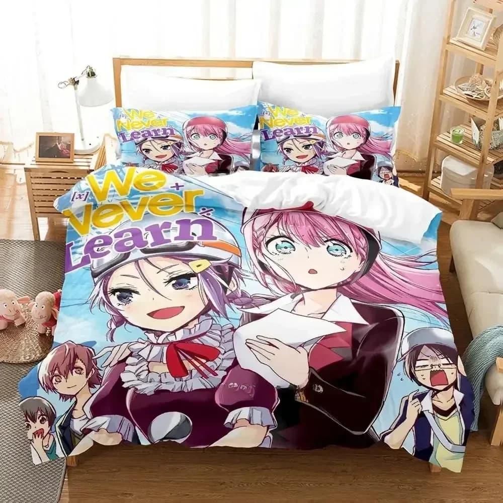 Set biancheria da letto Never Learn Set letto stampato con federa Copripiumino morbido Queen King Size Biancheria da letto per la casa Anime Kawaii