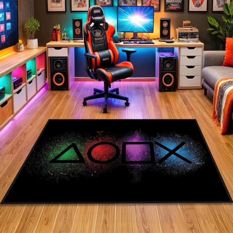 Tappeto da Gaming per Camera dei Ragazzi, Tappeto con Design a Controller, Moquette per Sala Giochi, Camera da Letto, Divano, Antiscivolo, Lavabile in Lavatrice