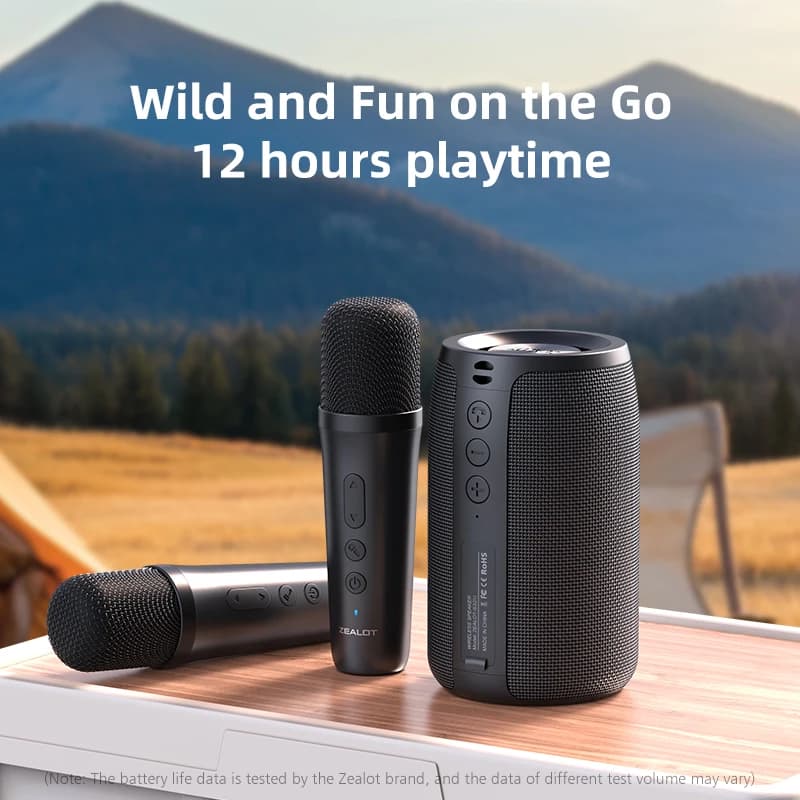 ZEALOT-S32M Macchina per Karaoke Sistema di Altoparlanti Bluetooth 5.3 Portatile con 1-2 Microfoni Wireless Regali per Canto in Famiglia a Casa