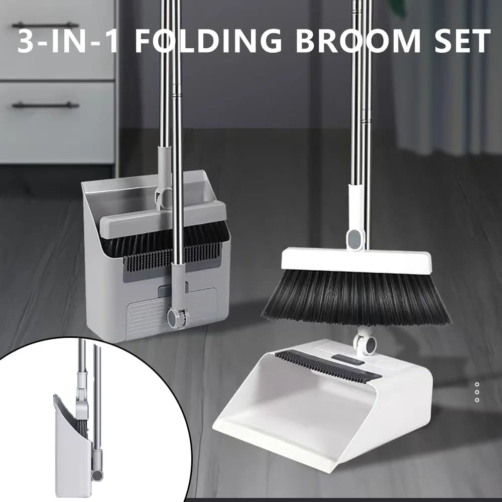 3-in-1 Multifunction Folding Sweat Set with Palette and Floor Brush, Combined Cleaning Kit for Home, Room and Bathroom
