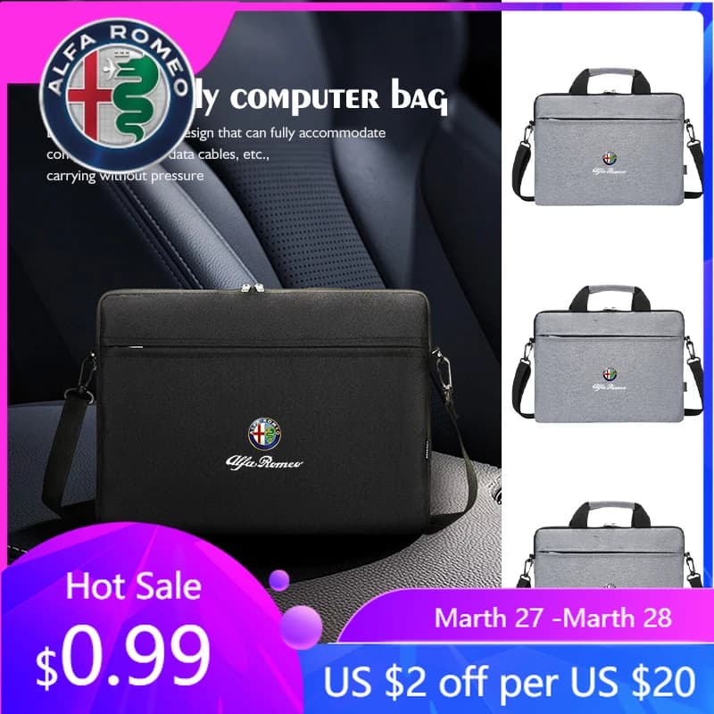 Borsa per Laptop Alfa Romeo, Custodia a Tracolla, Borsa a Mano, Astuccio per Notebook, Valigetta per Alfa Romeo Giulietta GT 159 147 156 Mito Br