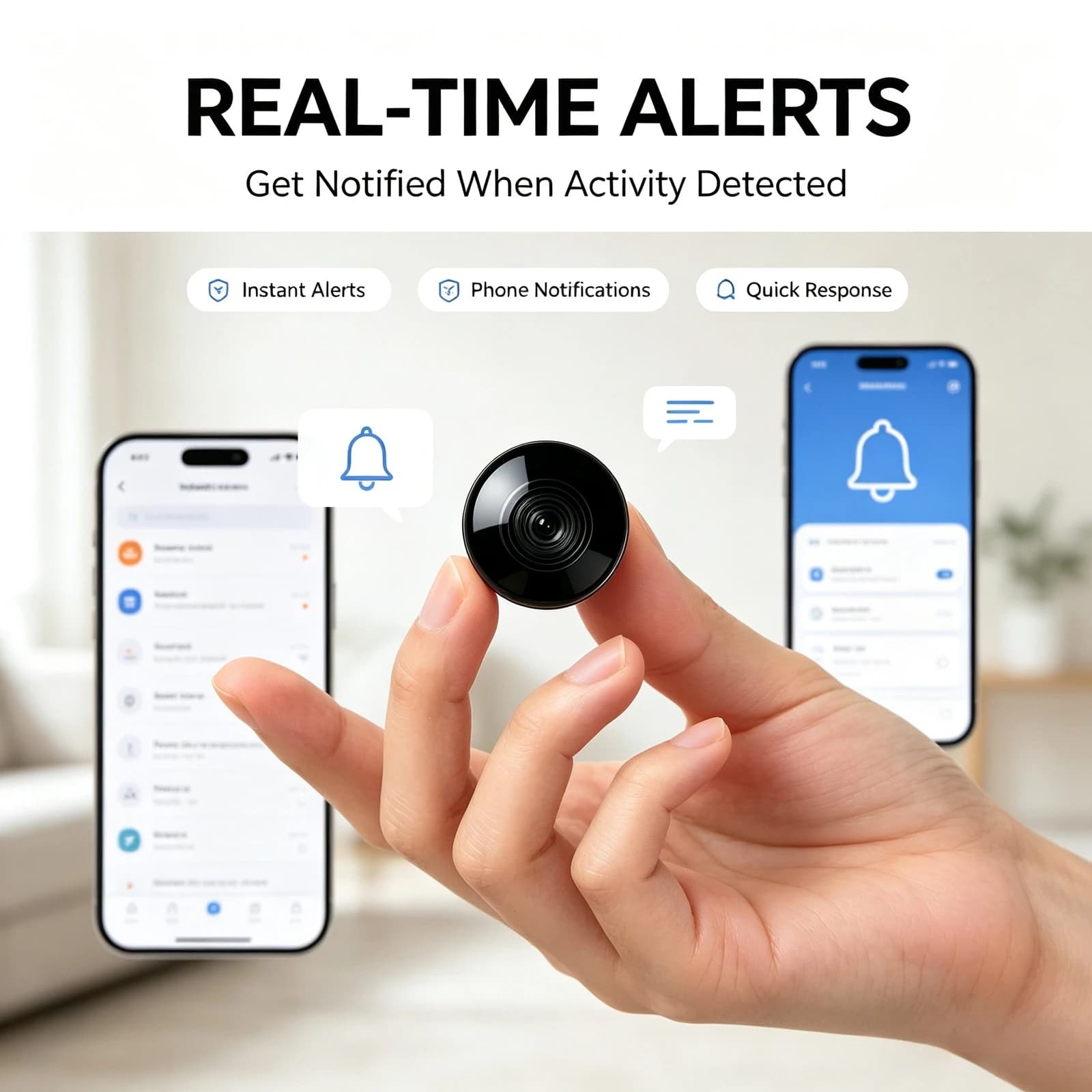 K5 Micro Security Surveillance Camera Wireless WiFi Home HD Night Vision Cam, Smart Motion Detection Auto Alarm, Phone Remote Real-Time Watching, Portable Indoor Mini Monitor