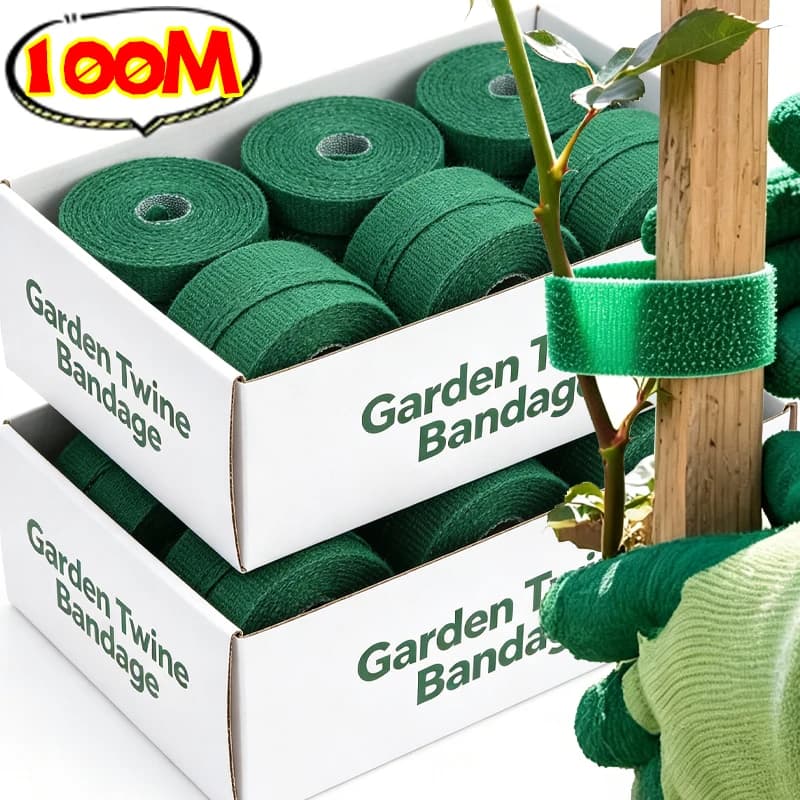 2/100M Nylon Cable Ties Self Adhesive Green Plants Hook Loop Support Fixed Fasteners Strips Tape Garden Twine Bandage Tool