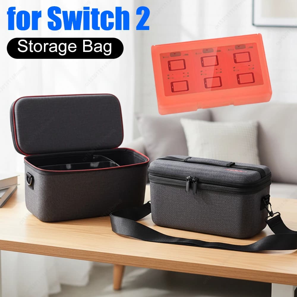 Custodia Rigida EVA per Switch 2, Borsa Antiurto Grande con Tracolla e Porta Schede di Gioco per Switch 2