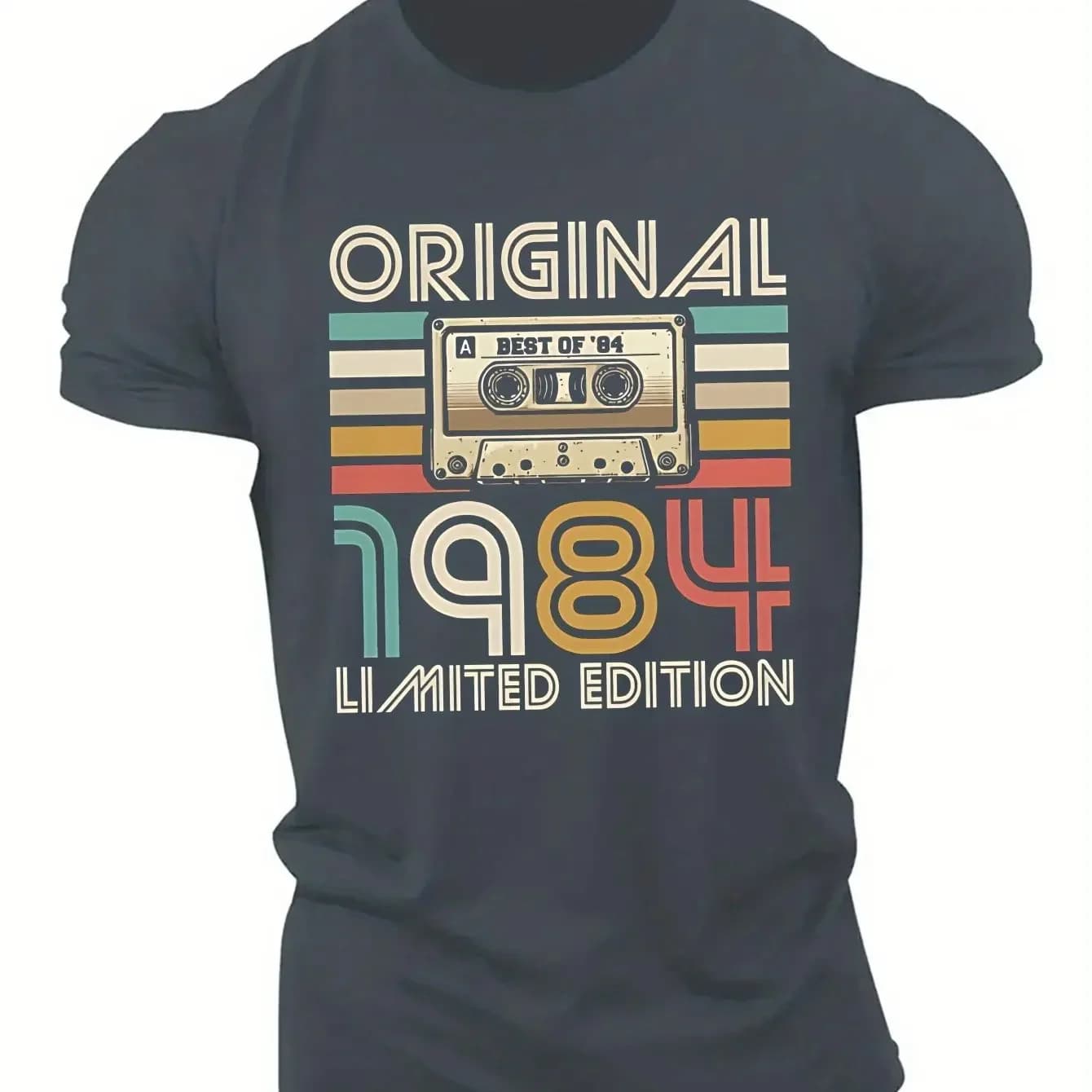 2026 Men's 100% Cotton Retro Cassette Tape Print T-Shirt Summer Casual Short Sleeve Graphic Tee