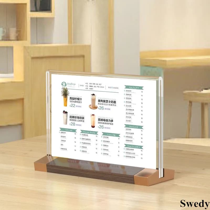 4 Pieces A5 148x210mm Acrylic Sign Holder Advertising Display Stand Menu Paper Leaflet Holder Price Label Card Poster Frame