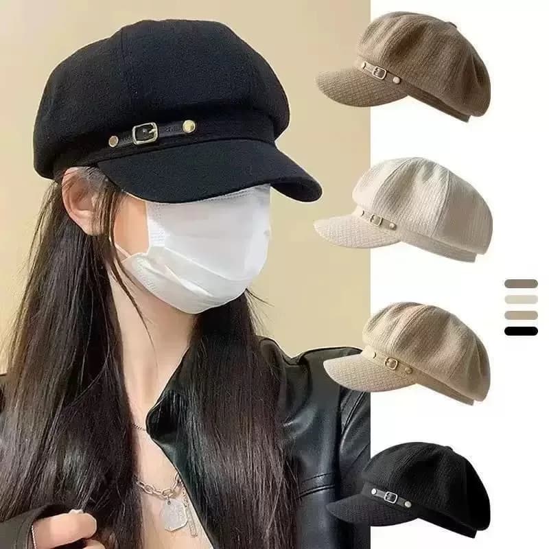 Autumn Winter Women's Textured Octagonal Cap Retro Boinas Berets Caps for Women Bonnets Hats for Women Octagonal Newsboy Hat