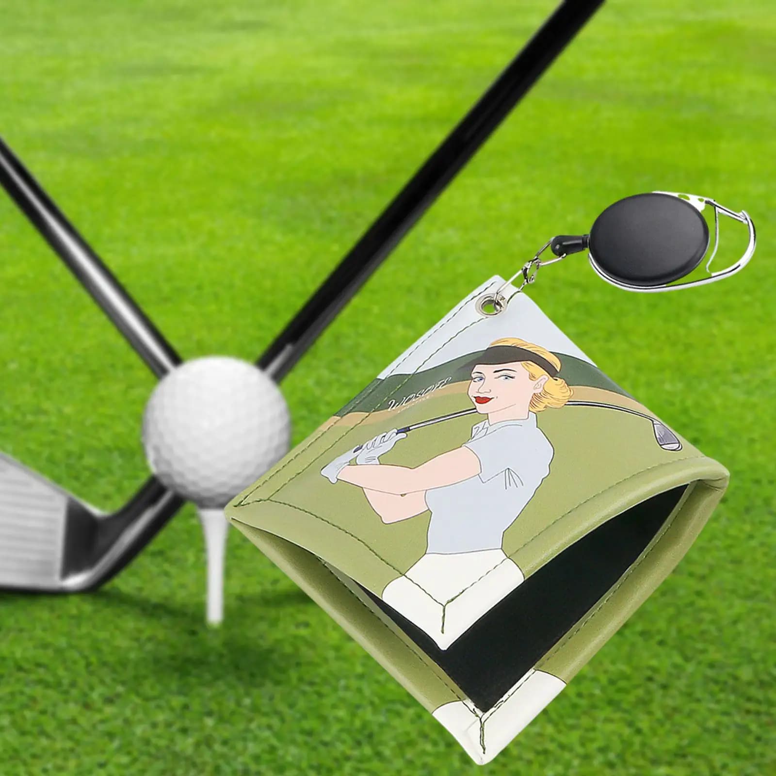 Portable Golf Ball Washer Towel with Keychain Clip Absorbent Microfiber Cleaning for Golf Practice Bag