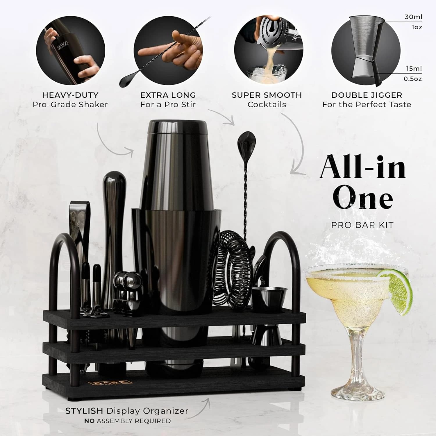 Set bar kit barista | Set shaker da cocktail da 14 pezzi | Strumenti di miscelazione di articoli da bar Martini per baristi domestici | Spedizione gratuita