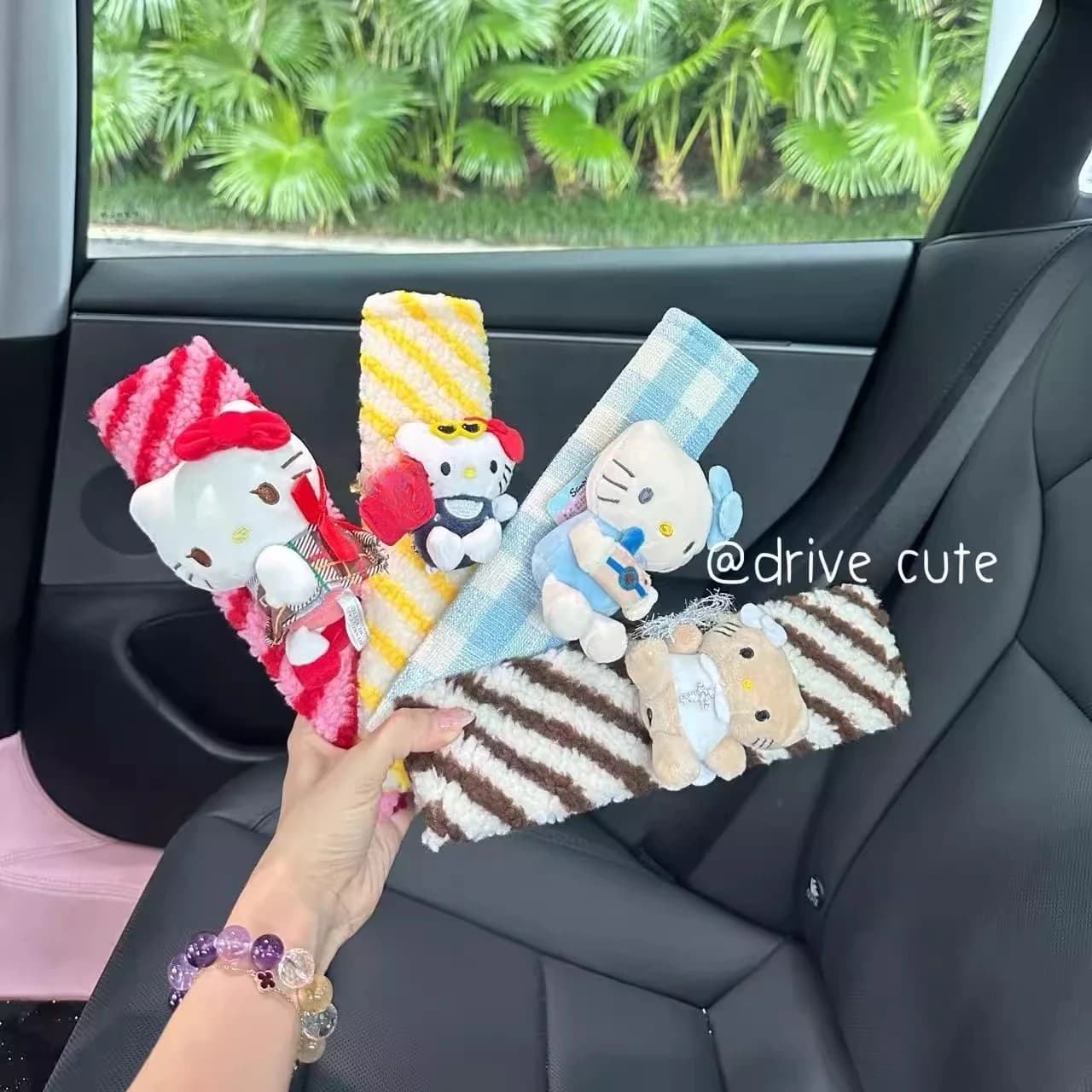 Safety Belt Covers Hello Kitty, Adjustable Protection for Car Belt, Blank Covers, Car Accessories