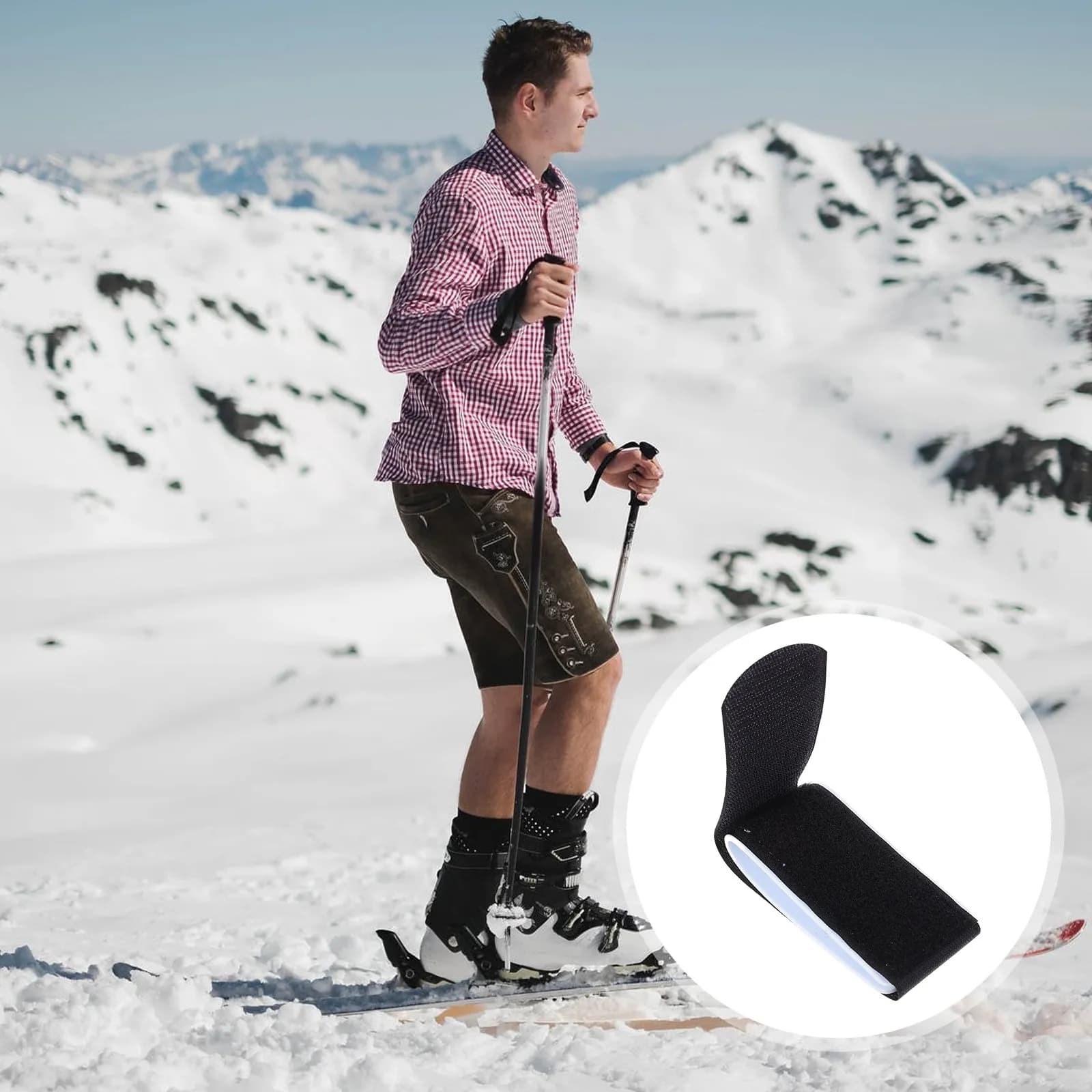 4 Pezzi Cinghie Regolabili Universali per Snowboard, Cinghie di Fissaggio Resistenti per Sci, Snowboard, Slitta, Accessori per Sport Invernali