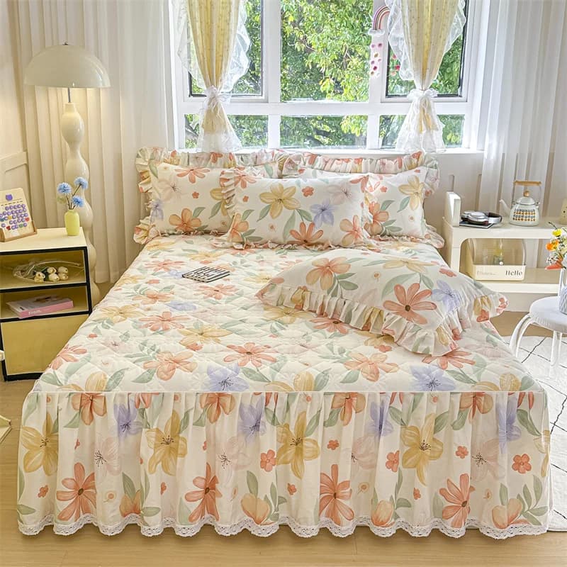 1pc 100%Cotton Bed Skirt Queen/King Size Thickened Bed Sheet with Ruffles Super Soft falda de cama Full Size Bed Skirt