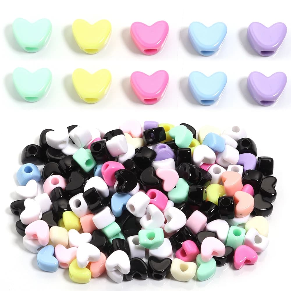 100 pz/lotto 12x9mm Acrilico Cuore Perline Colorate Foro Grande Perline Sparse Per Il FAI DA TE Fatti A Mano Braccialetto Orecchini Creazione di Gioielli forniture