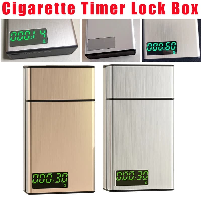Scatola Intelligente per Sigarette, Dispositivo Ausiliario per Smettere di Fumare, Controlla il Consumo di Tabacco, Scatola in Lega di Alluminio con Timer e Funzione di Blocco