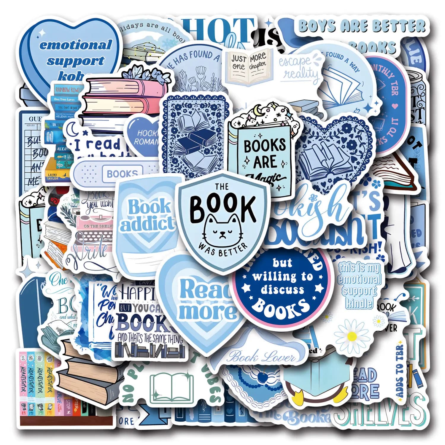 55 pezzi adesivi libreria blu adesivi fai da te scrapbooking telefono bagagli skateboard decalcomanie impermeabili