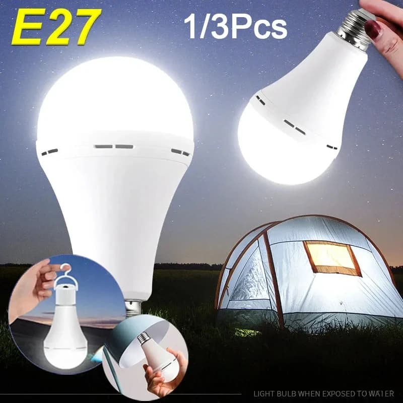 1/3 pezzi lampadina ricaricabile LED luce di emergenza esterna impermeabile luce notturna sospesa portatile regolabile campeggio pesca giardino