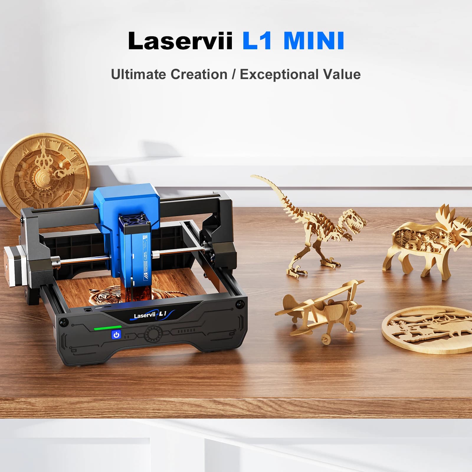 Laservii L1 Mini Laser Engraver 3W 150x150mm Compact Desktop Laser Engraving Machine LightBurn Support 12000mm/min Fast Speed