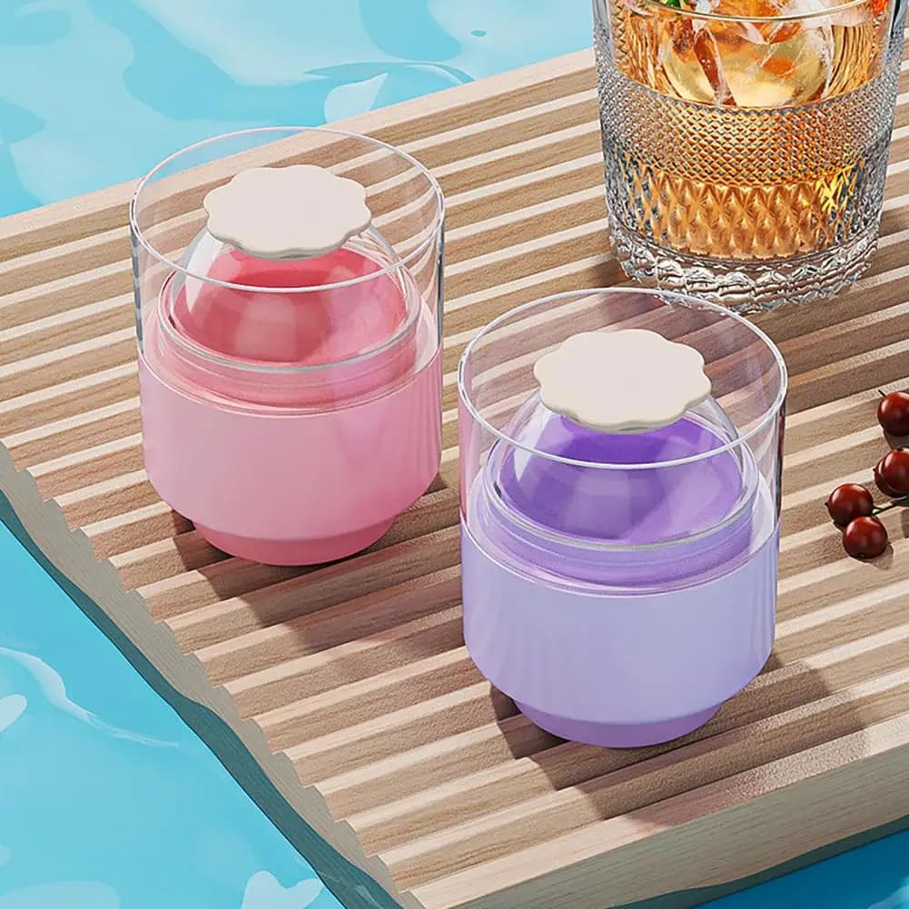 Silicone Ice Ball Tray Silicone Ice Ball Mold with Lid 2 Round Sphere Maker for Whiskey Cocktails Easy Release Ice Cube for Home