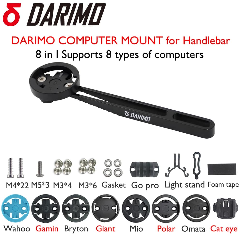 DARIMO Supporto per computer da bici ultraleggero in lega CNC da 12 g per supporto GPS per manubrio bici da strada MTB lunghezza 130 mm