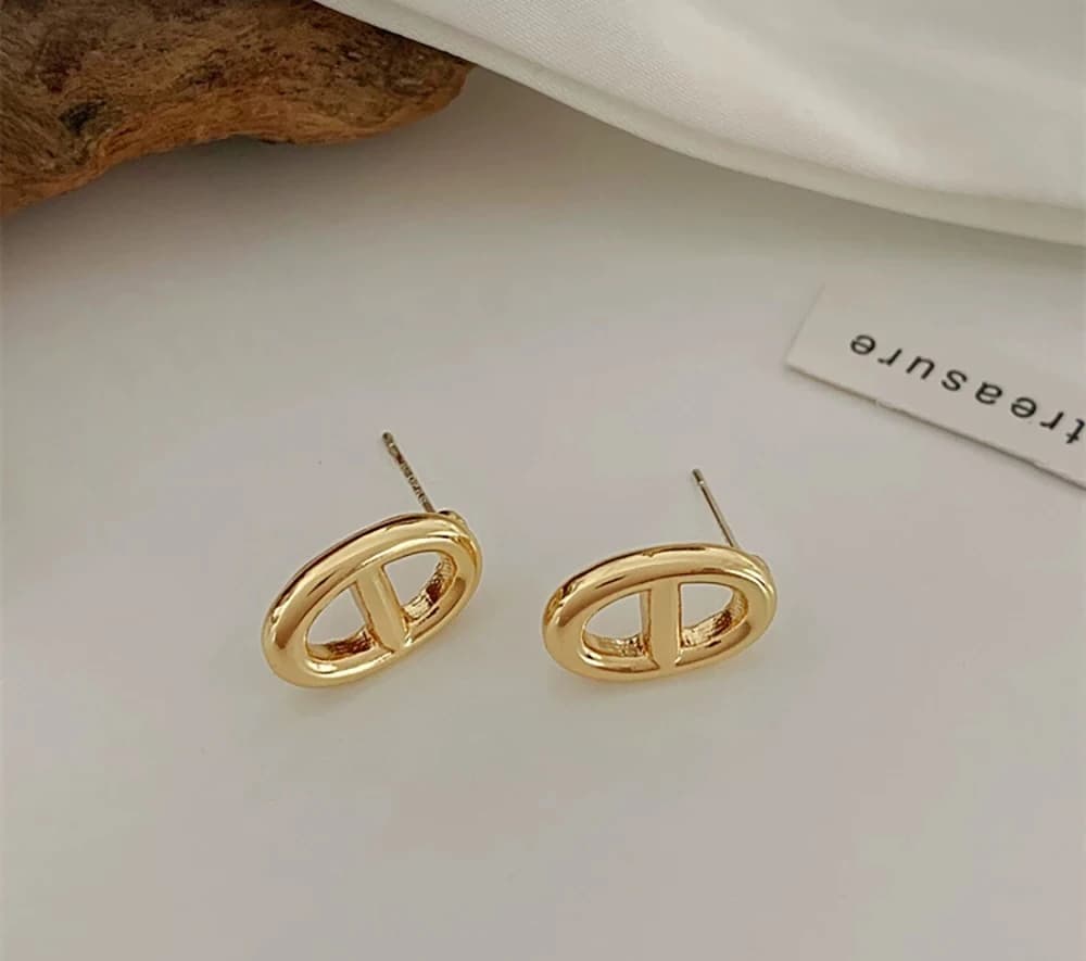 Retro gold pig nose earrings for women, niche high-end titanium steel necklace