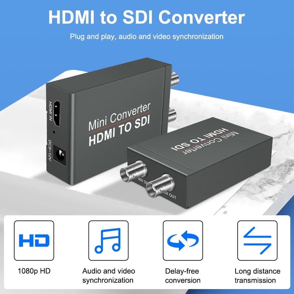 Convertitore HDMI-SDI 1080P Adattatore 3G-SDI/HD-SDI con trasmissione di segnale veloce per vari display e fotocamere