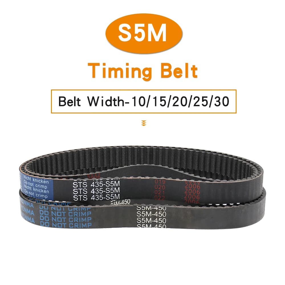 Timing Belt S5M-440/445/450/455/460/465/475/490/500/515/520 Rubber Transmission Belts Width 10/15/20/25/30 mm For 5M Belt Pulley
